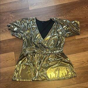 Torrid Gold Metallic Wrap Top 1